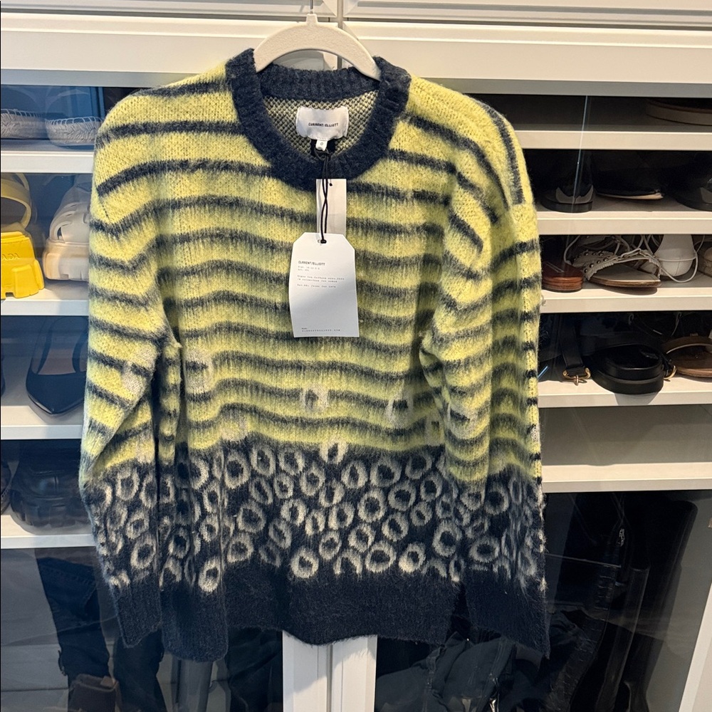 Current/Elliott Yellow and Black Patterned Sweater